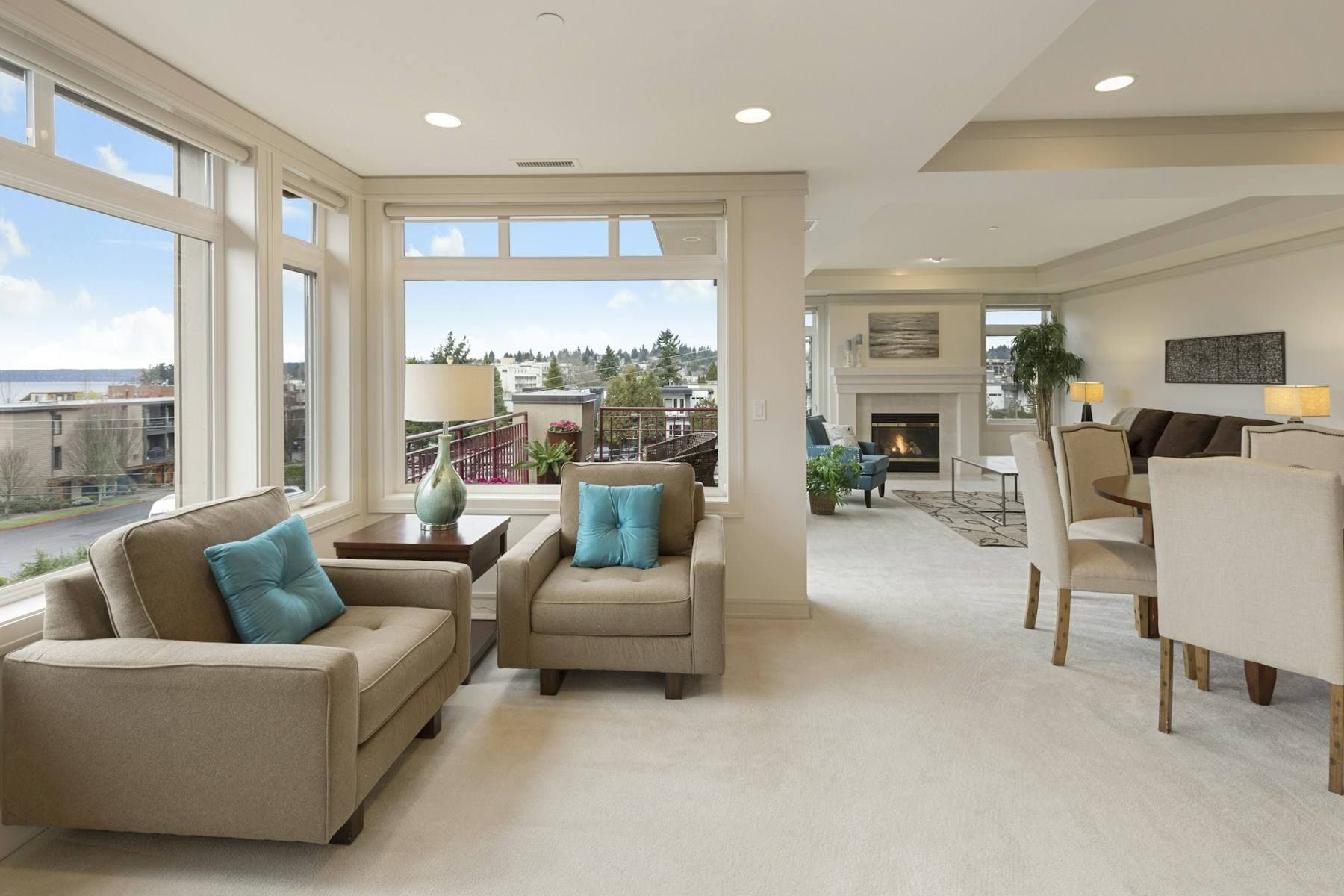 Sunlit living room in a thoughtfully finished home